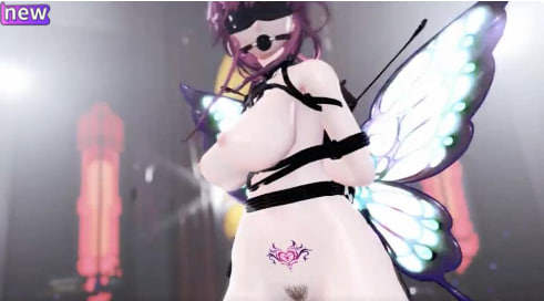MMD紫发昆虫美女穿黑丝热舞封面