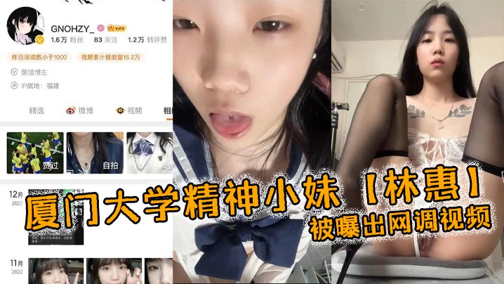 厦门大学精神小妹林惠被曝出网调视频稚嫩的学生妹穿着情趣内衣自己拿着自慰棒把玩封面