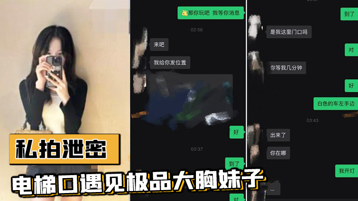 私拍泄密电梯口遇见极品大胸妹子果断加微信居然是邻居果断约炮视频流出封面