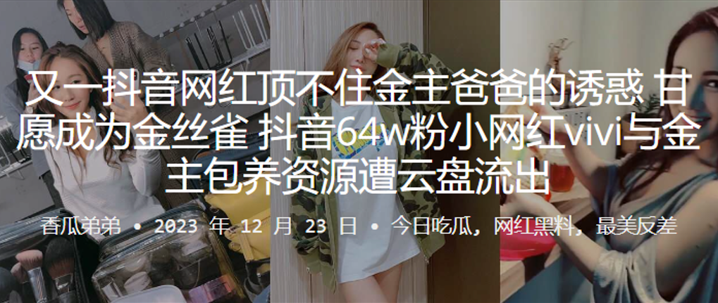 又一抖音.网红.顶不住金主.爸爸的.诱惑甘愿.成为金丝.雀抖音6.4w粉.小网红v.i.vi与金主包养资.源遭.云盘流出封面